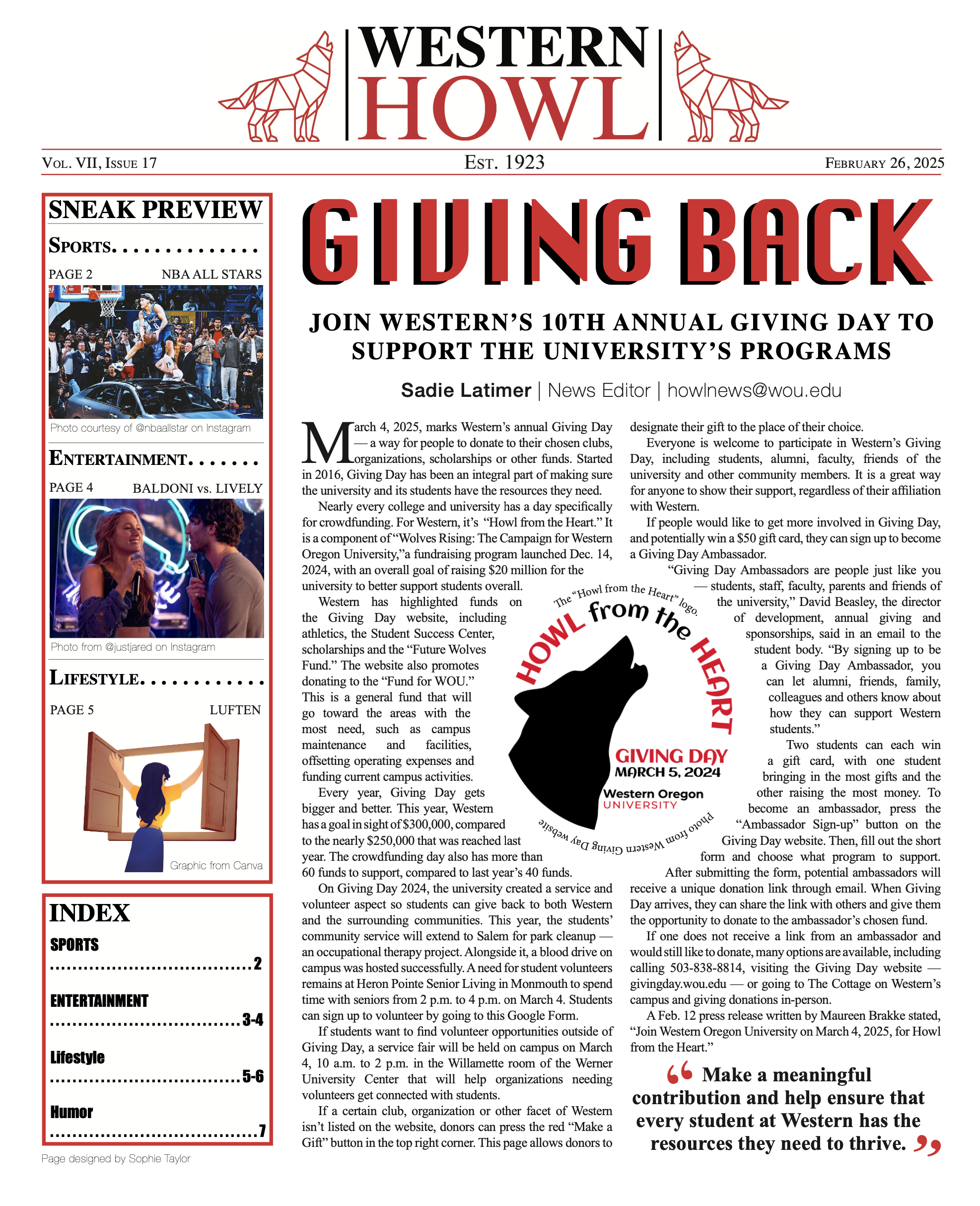 Western Howl Vol. VII, Issue 17 - February 26, 2025